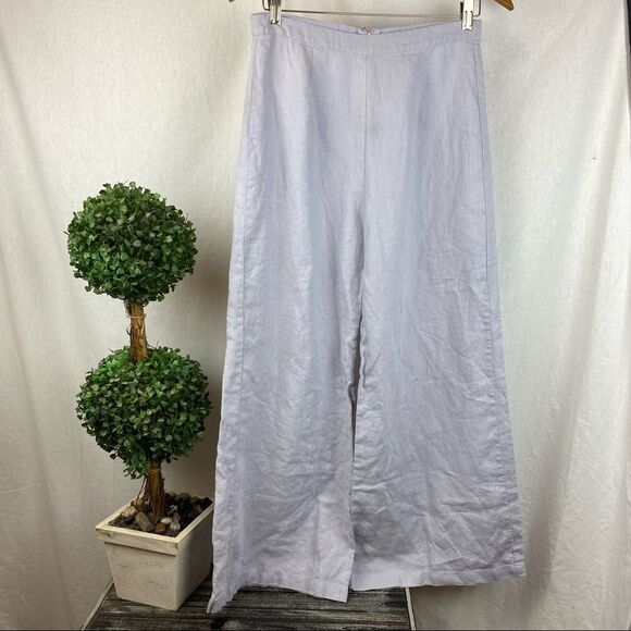 Faithfull The Brand SET Lavender Linen Scelsi Wide Flair High Waist Pants & Top - Picture 3 of 11